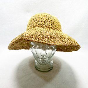 Karen Hartfield Originals Tan Straw Crochet Bucket Hat M